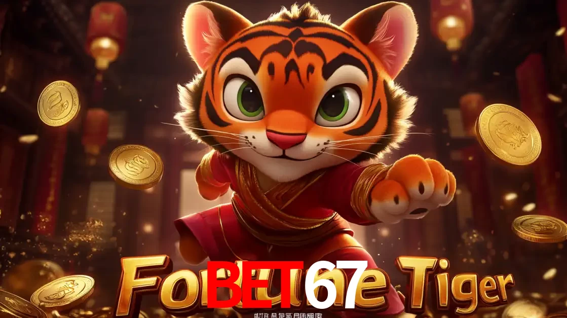 O carismático mascote do jogo de slot Fortune Tiger, um tigre fofo em pose de artes marciais, pronto para trazer sorte e multiplicadores de ganhos no cassino online BET67.